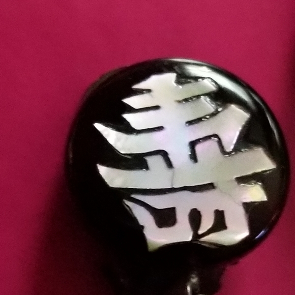 Relisted -vintage Chinese inlay clip earrings tortoiseshell - Picture 7 of 12